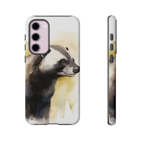 Badger on a Yellow Background - Impact Resistant Phone Case Samsung Galaxy S23 Plus Glossy